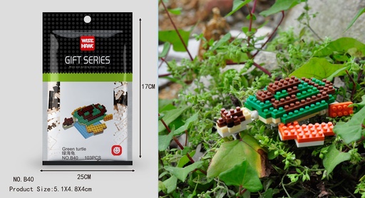 [LNO-00B40] (Tortuga verde) Micro bloques estilo lego de Animal