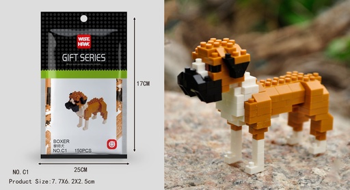 [LNO-000C1] (Bóxer (perro)) Micro bloques estilo lego de Animal