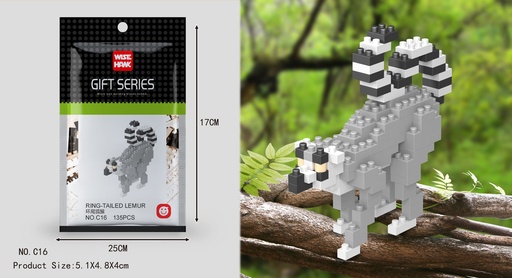 [LNO-00C16] (Lémur de cola anillada) Micro bloques estilo lego de Animal