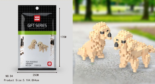 [LNO-000D4] (Poodle (perro)) Micro bloques estilo lego de Animal