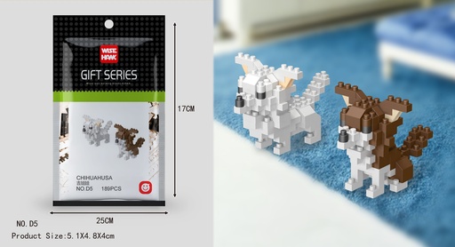 [LNO-000D5] (Chihuahua (perro)) Micro bloques estilo lego de Animal