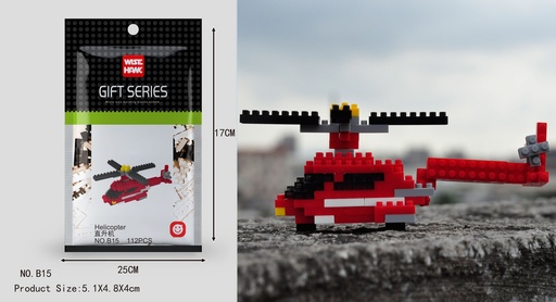 [LNO-00B15] (Helicóptero) Micro bloques estilo lego de Vehiculo